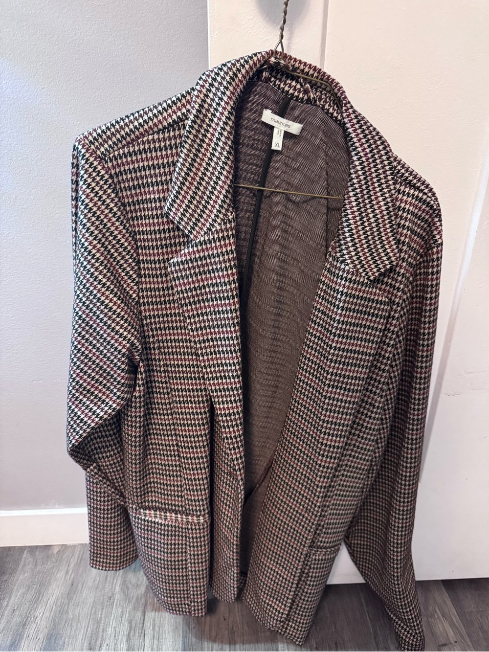 Maurices Multicolor Houndstooth Blazer with Brown and Black